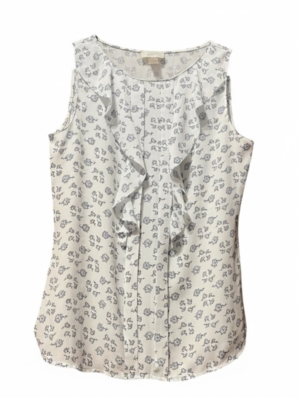 LOFT Floral Ruffle Front Sleeveless Blouse Top Size Small